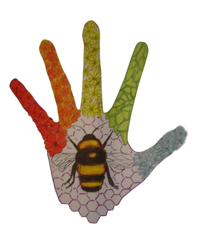Bee and hand illustration