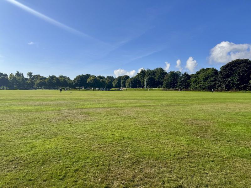 The landing ground today, now marked out as playing fields