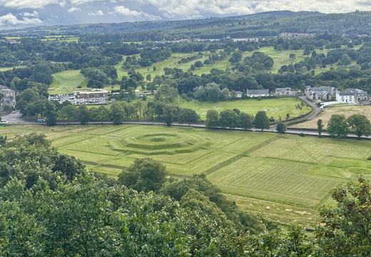 The King’s Knot from above — the stepped “Cup and Saucer” mound at the centre of the earthworks