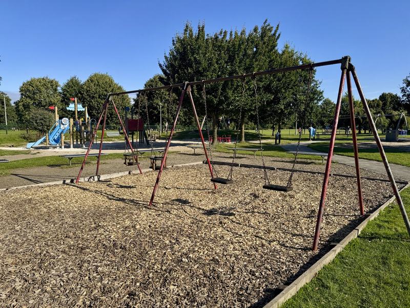 The swings, on bark surfacing